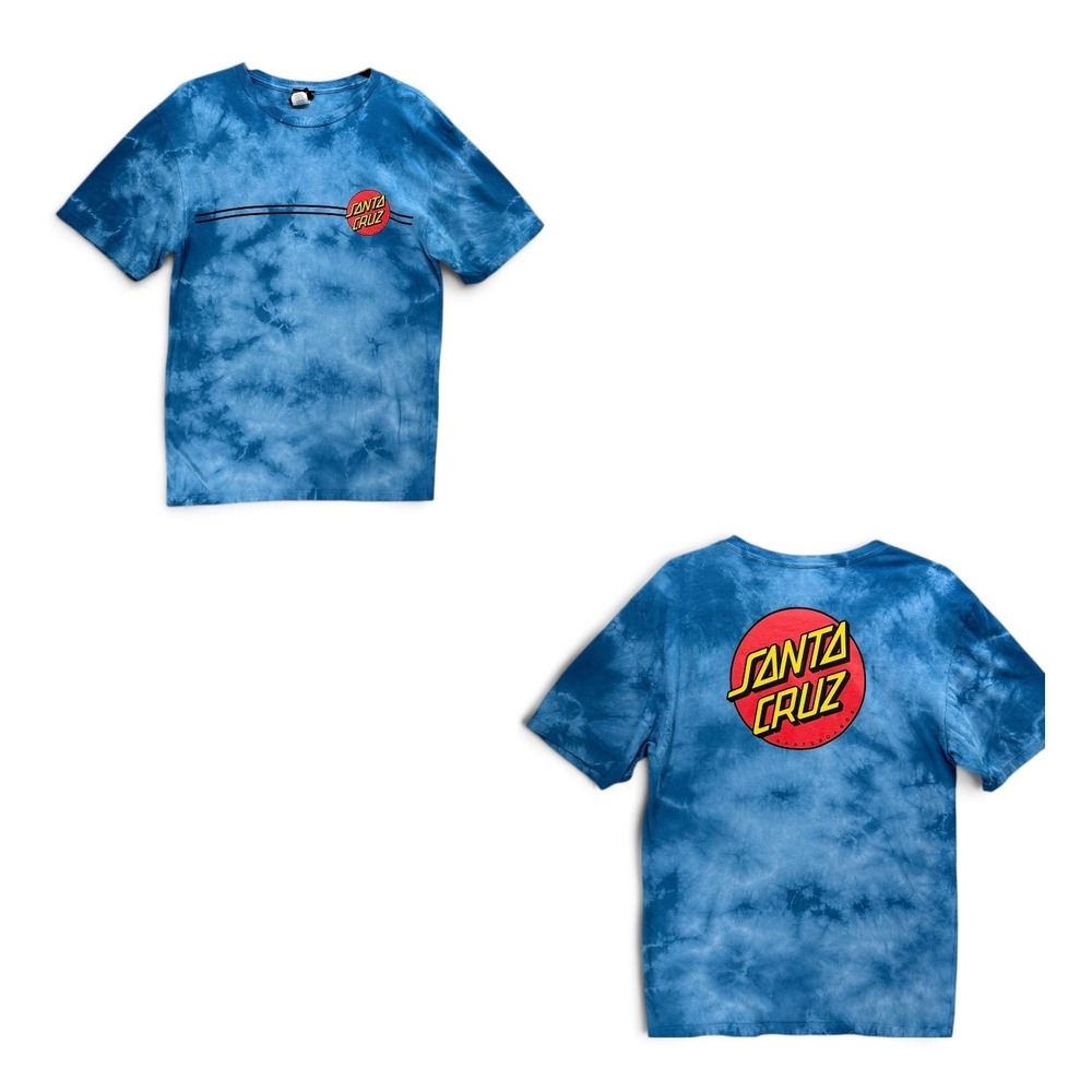 Santa‎ Cruz Tie Dye T-Shirt Mens L Blue 100% Cotton Skateboard Graphic Tee Skate